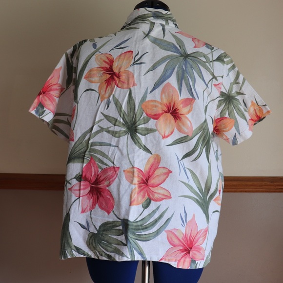 SOLD Hot Cotton 100% Cotton Tropical Floral Shirt Size L - Picture 4 of 5
